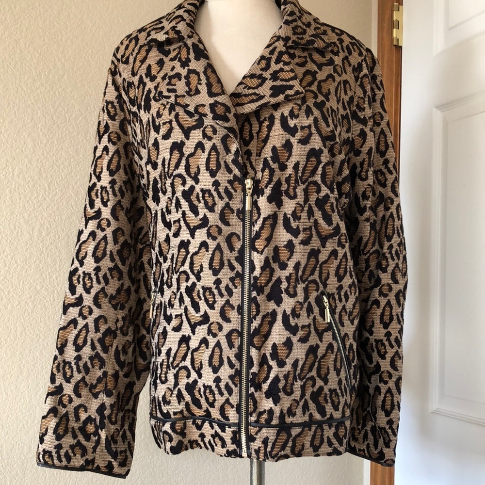 Chic Adventurous Rebel Ripping!NEW Chicos Jacquard Animal Print Moto Jacket-NWT